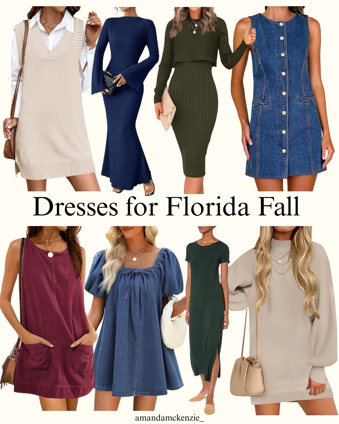 Dresses for your Florida fall  - denim , burgundy, tan and green! 🍸

#LTKFindsUnder100 #LTKWorkwear #LTKParties