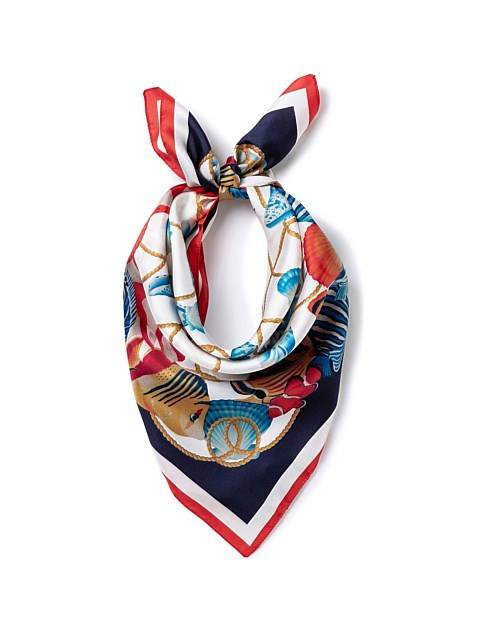 Milana 70 X 70 Marine Fish Silk Scarf | David Jones | David Jones (Australia & New Zealand)