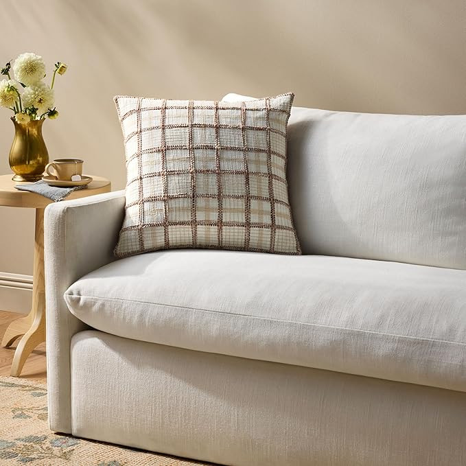 Loloi Chris Loves Julia Norman Collection PCJ0035 Ivory/Brown 20'' x 20'' Cover Only Pillow | Amazon (US)