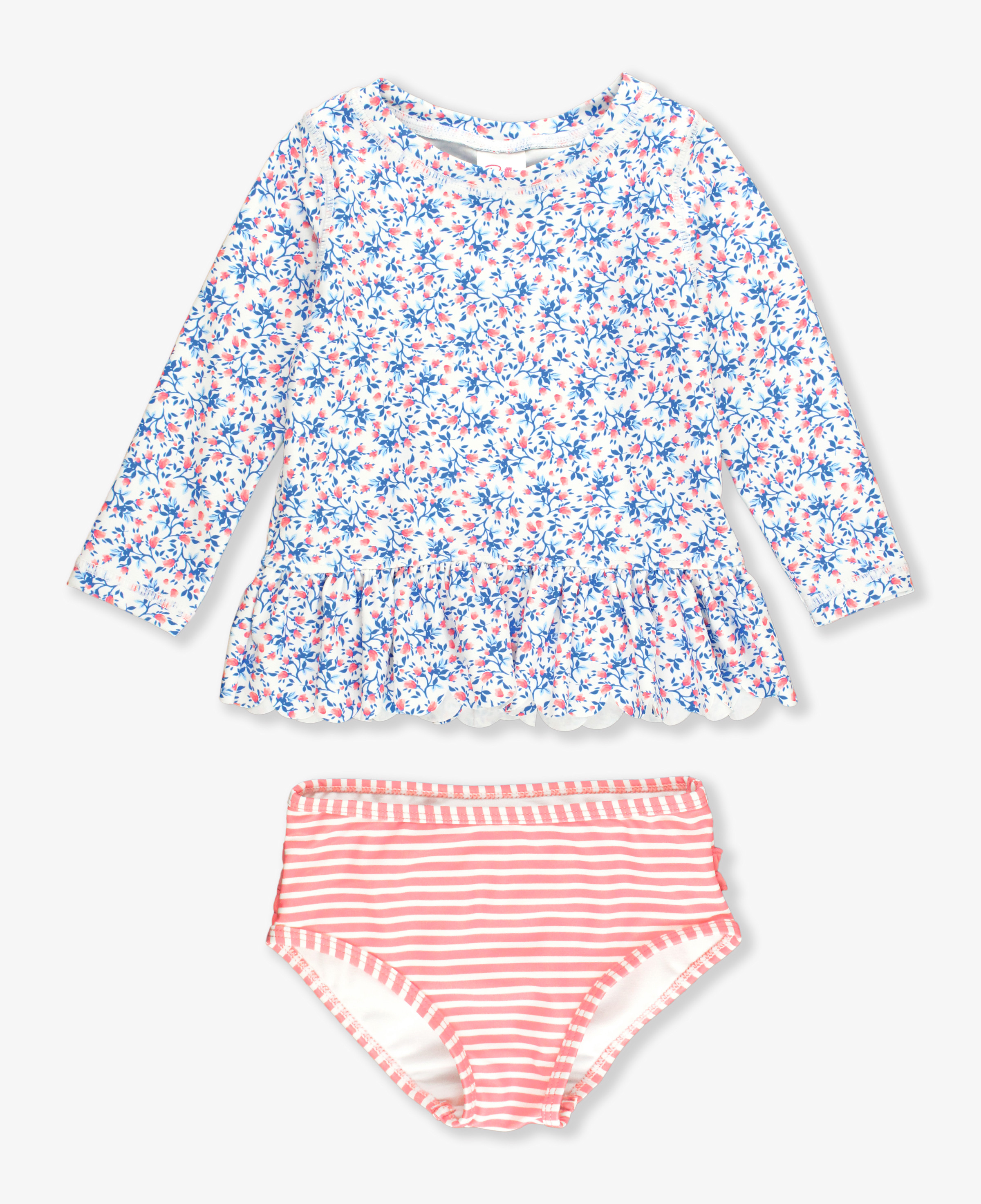 Scalloped Long Sleeve Rash Guard 2-Piece | RuffleButts / RuggedButts