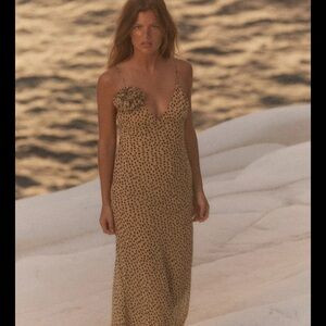 Zara Beige Polka Dot Maxi Dress | Poshmark