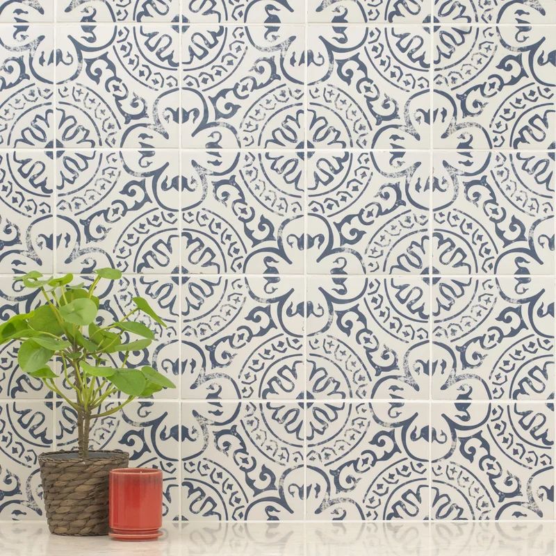 Indigo 8" x 8" Encaustic Look Porcelain Tile for Wall and Floor | Wayfair North America