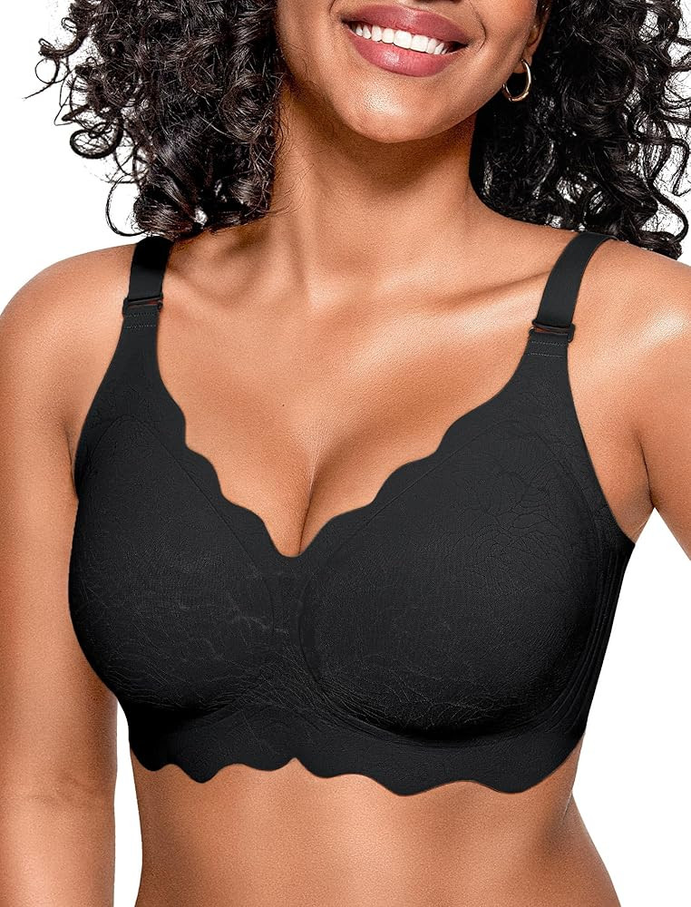 OEAK Women Bras No Underwire Scalloped Push Up Buttery Soft Tshirt Bra Seamless Full Coverage Con... | Amazon (US)