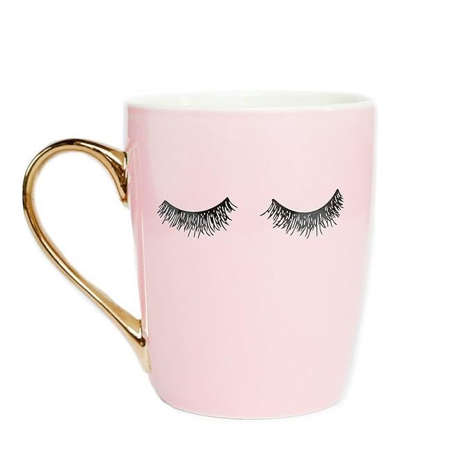 Sweet Water Decor Eyelashes Coffee Mug with Gold Handle | Pink Coffee Mug Lash Mug Eyelash Mug Cu... | Amazon (US)