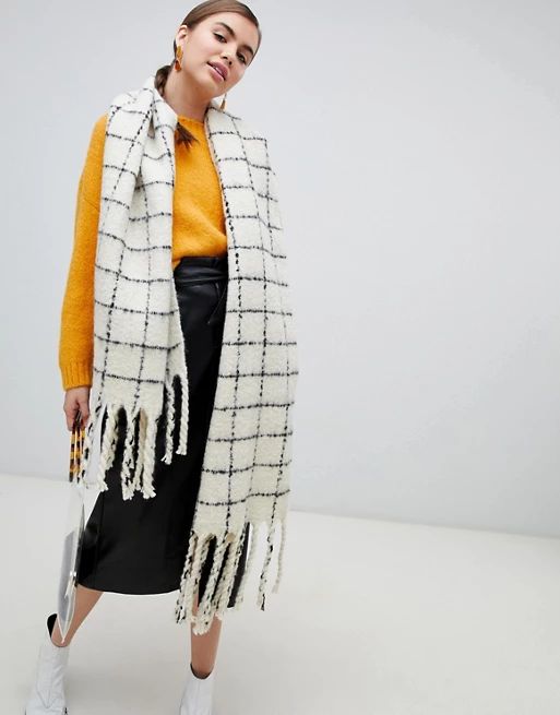 Monki grid scarf in black and white | ASOS US