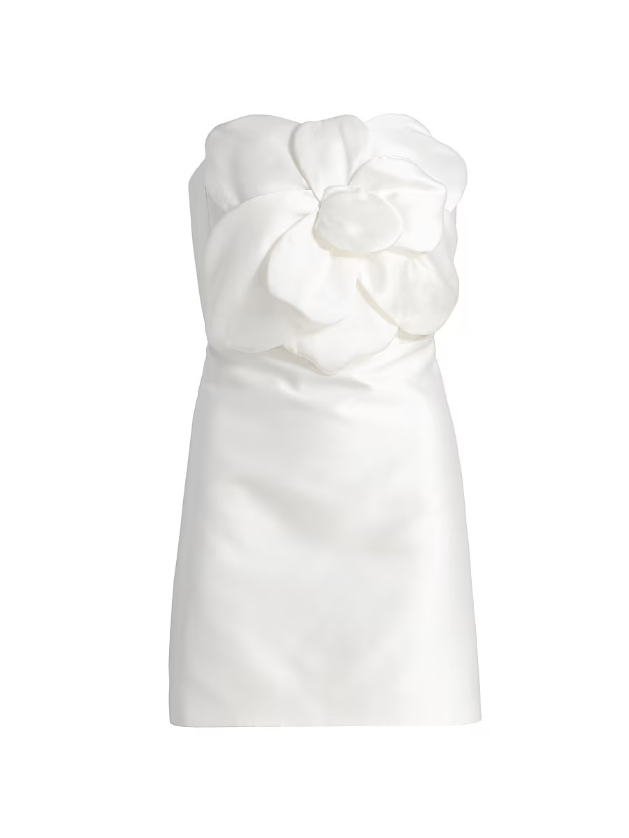Women's Anora Floral-Appliqué Strapless Minidress - Ivory - Size 2 | Saks Fifth Avenue