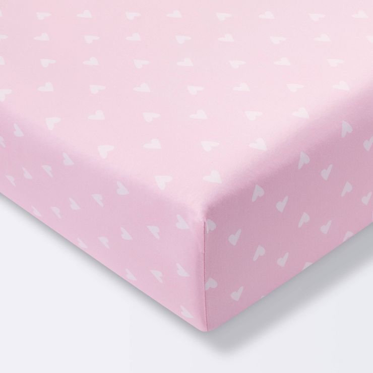 Fitted Crib Sheet Hearts - Cloud Island&#8482;  Pink | Target