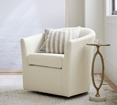 Hyde Upholstered Swivel Armchair | Pottery Barn (US)