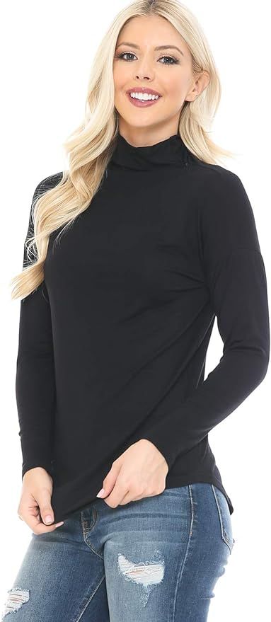 BIVE Women's Long Sleeve Tops Funnel Turtleneck Tunic Top Shirts | Amazon (US)