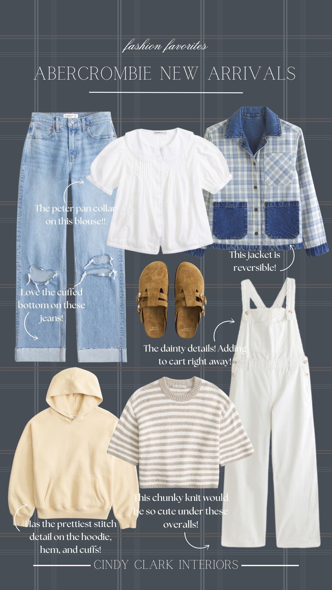 These new arrivals from Abercrombie!! Oh my goodness!! The cottage core feel of them between the Peter Pan collar, scalloped dainty overalls, reversible denim jacket.. adding to cart!!