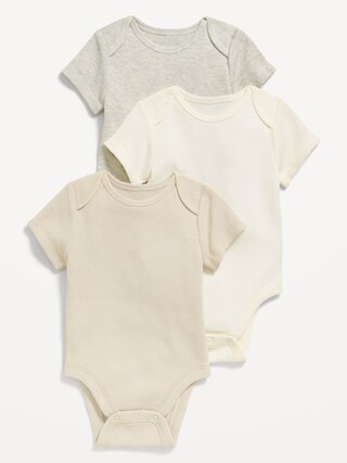 Unisex Short-Sleeve Waffle-Knit  Bodysuit 3-Pack for Baby | Old Navy (US)