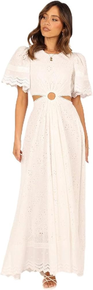 Petal & Pup Women's Merletto-Cut-Out-Maxi-Dress-White | Amazon (US)