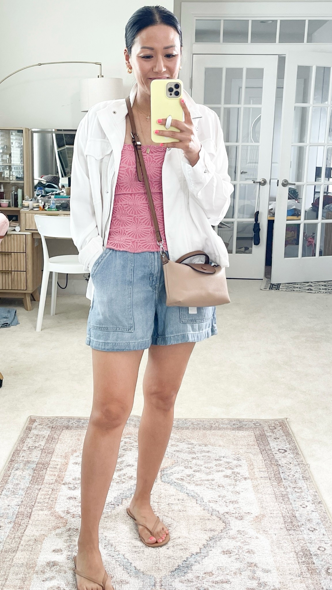 Sized up to medium in tank
Size small shorts
Sandals are true to size 
Exact jacket is older


#LTKSaleAlert #LTKOver40 #LTKFindsUnder50