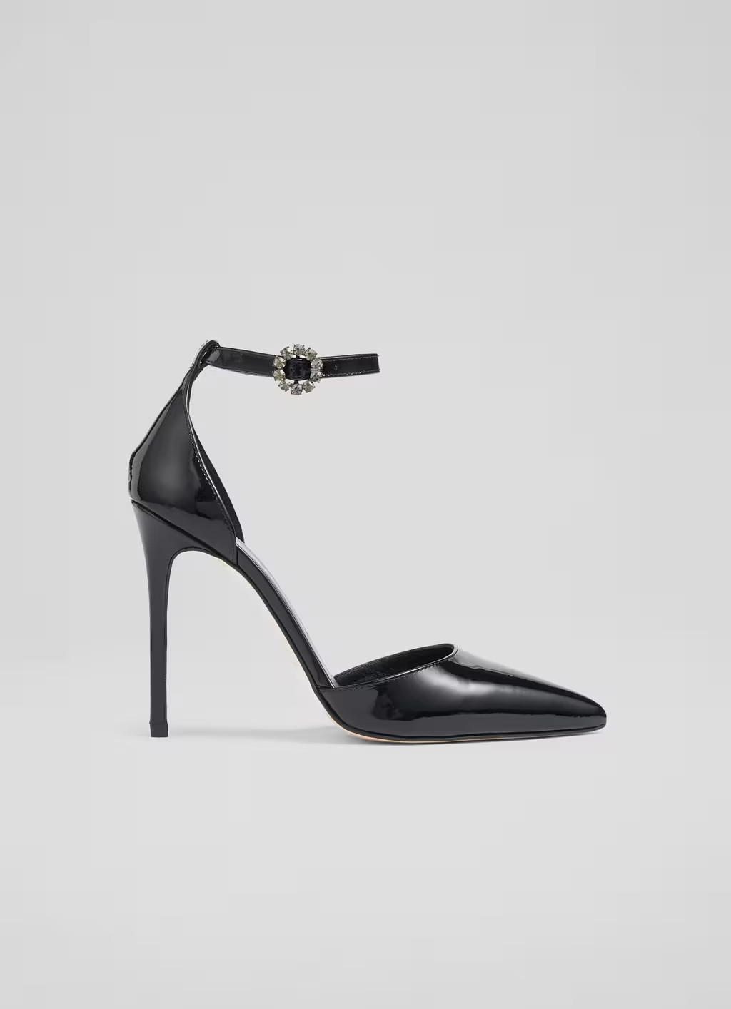 Kiera Black Patent Leather Ankle Strap Heels | L.K. Bennett (UK)
