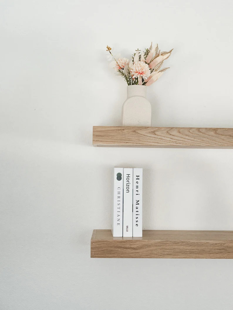 White Oak Floating Shelves, Contemporary Look, White Oak Wood Shelf, FREE Shipping, Easy Install ... | Etsy (US)