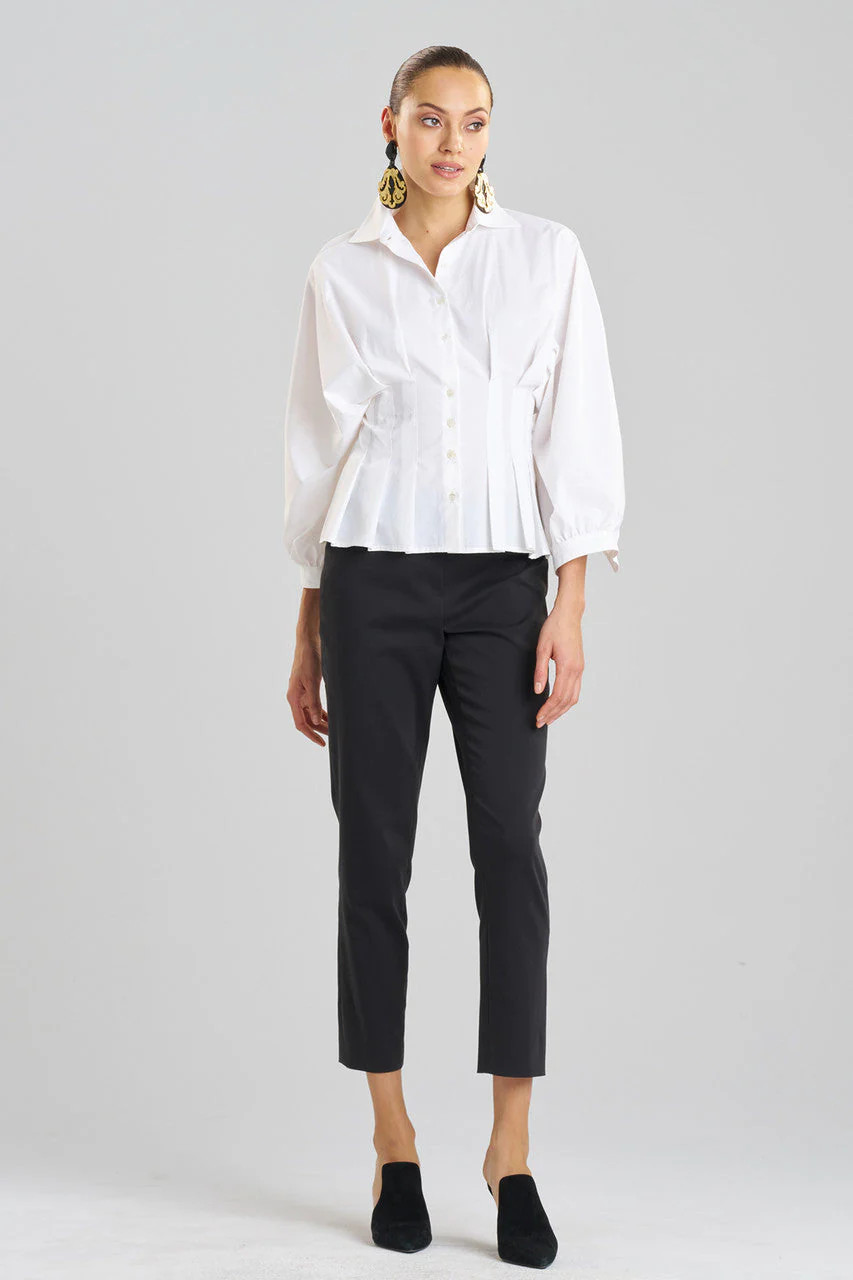 Buy Techno Poplin Pleated Shirt in White Online | NATORI | Natori