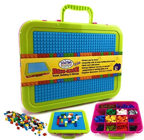 Matty's Toy Stop Brik-Kase 2-GO 13" Travel, Building, Storage & Organizer Container Case with Buildi | Amazon (US)