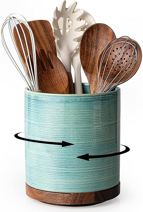 Utensil Holder, 360° Rotating Extra Large Ceramic Kitchen Utensil Holder for Countertop, Cooking... | Amazon (US)
