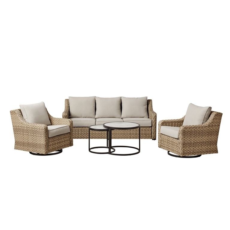 Better Homes & Gardens River Oaks 5-Piece Wicker Conversation Set with Patio Covers- Patio Furniture | Walmart (US)