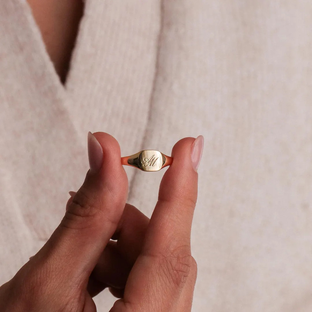 Personalized Signet Ring Women and Men, Gold or 925 Silver Ring, Engraved Jewelry, Perfect Gift f... | Etsy (US)