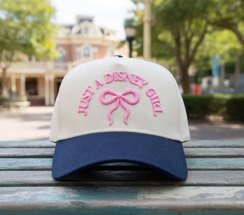 Embroidered Just A Disney Girl Cap, Pink Bow Disney Dad Hat, Coquette Aesthetic Cap, Disneyland V... | Etsy (Global)