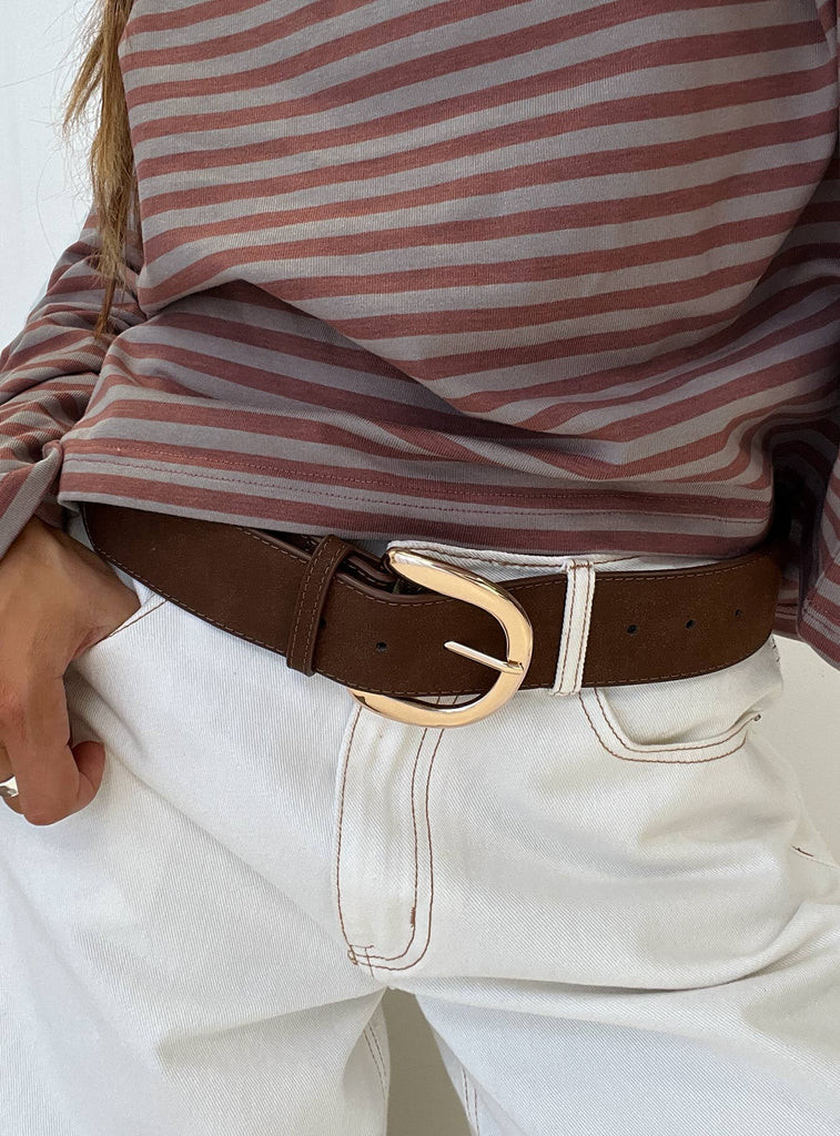 Oscuro Faux Suede Belt Brown | Princess Polly AU
