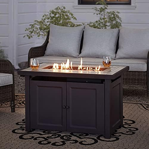 AmberCove Hartnell Rectangular Large Size Outdoor Patio Propane Burning Fire Pit Table with Lid a... | Amazon (US)