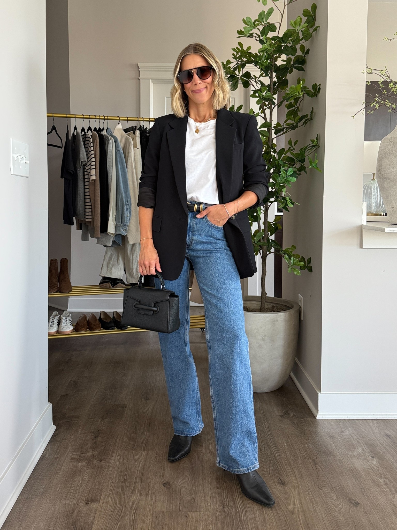 Wearing 25/regular jeans, small tee, 4 blazer, small belt, boots tts 

#LTKOver40 #LTKStyleTip #LTKFindsUnder100