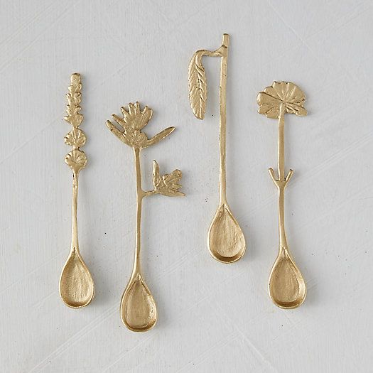 Brass Floral Spoons, Set of 4 | Terrain