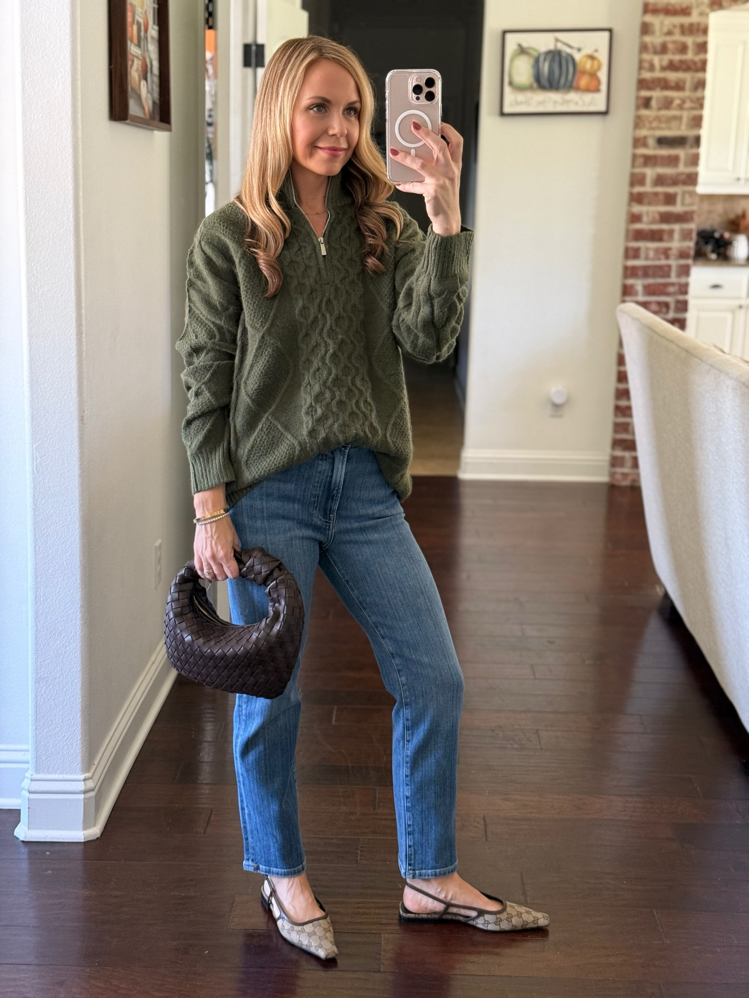 This pullover is half off. Runs big, wearing a smalll