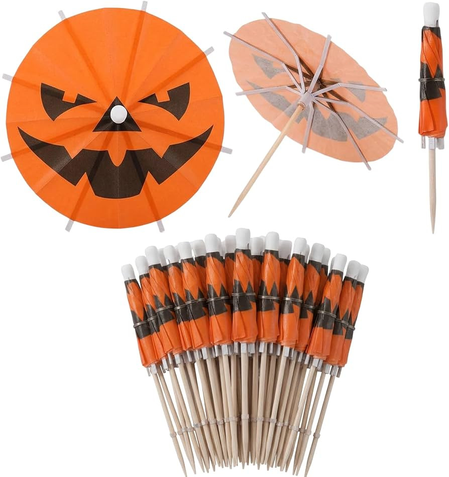 50 Pack Summerween Decor, Halloween Party Decorations with Drink Umbrellas, Spooky Pumpkin Cockta... | Amazon (US)