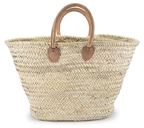 Moroccan Straw Shopper Bag w/ Brown Leather Handles - 22"Lx8"Wx15"H - Palermo | Amazon (US)