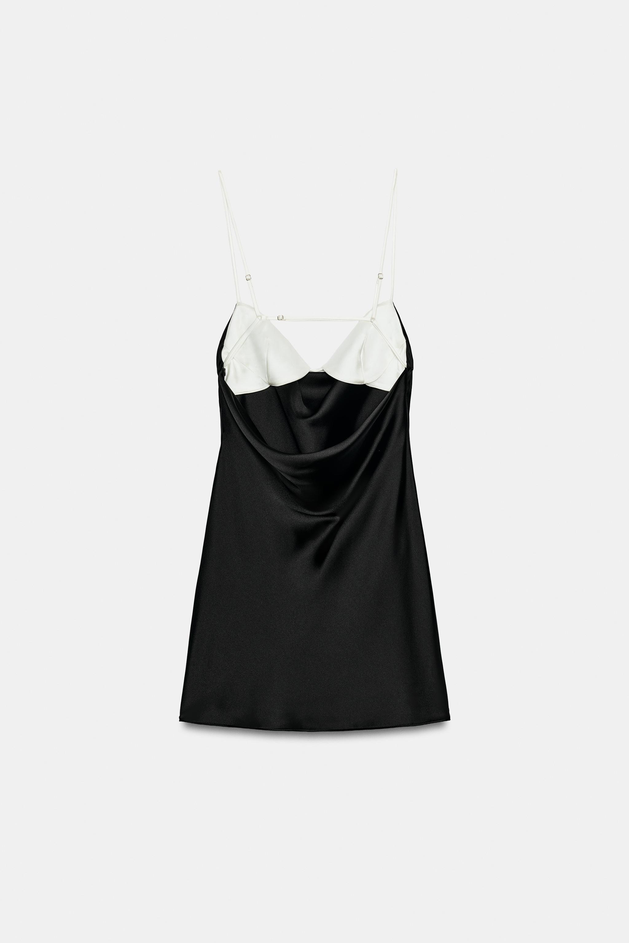 SATIN MINI DRESS WITH CONTRASTING FABRIC | Zara UK