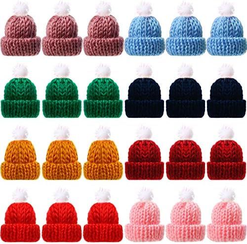 24 Pieces Mini Knitting Hats Christmas Mini Knitting Doll Hats Mini Wool Hat for Christmas Orname... | Amazon (US)