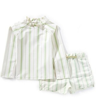 x Kristin Ellen Hockman Little Boys Konrad Stripe Rash Guard & Stripe Swim Trunks Set | Dillard's