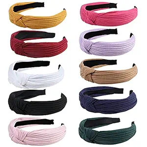 Fishinsea 10 Pack Knotted Wide Headbands for Women Girls Cute Fashion Head Wrap in Solid Color No... | Amazon (US)