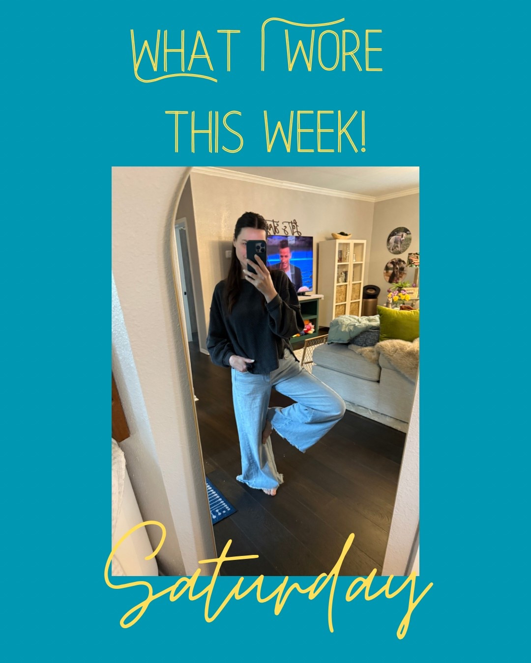 Stormy Saturday calls for a super bell bottom jean!  These are so comfy and run a tad big IMO - I am wearing my normal 25 and they are loose - they are also perfect length for me at 5’4 (they come in a petite length also but these are standard length)!  Top is oversized - I am wearing an XS.  Who needs shoes today?

#LTKPetite #LTKOver40 #LTKStyleTip