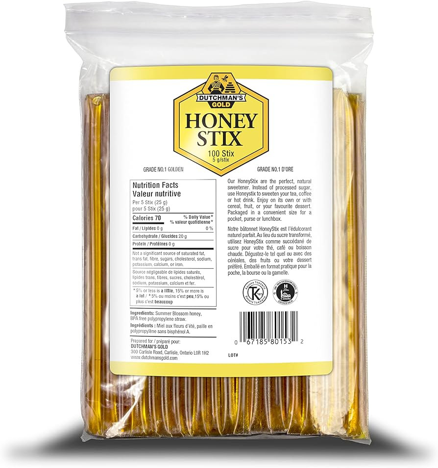 Dutchman's Gold Honey Stix - 100 x 5g - Sticks 100% Farmed & Packed in Canada - Pure Honey Packet... | Amazon (CA)