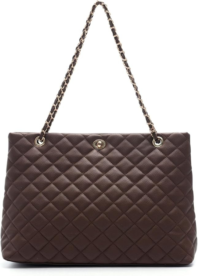 Large Chain Shoulder Bag for Women, Double Strap Handbags Tote Purse | Amazon (US)