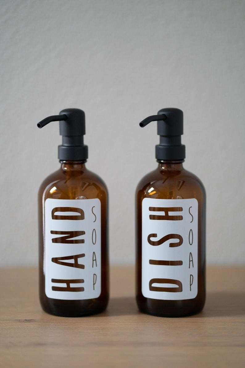 Classic Collection - Amber Glass Hand Soap or Dish Soap Dispenser | Urban Ember