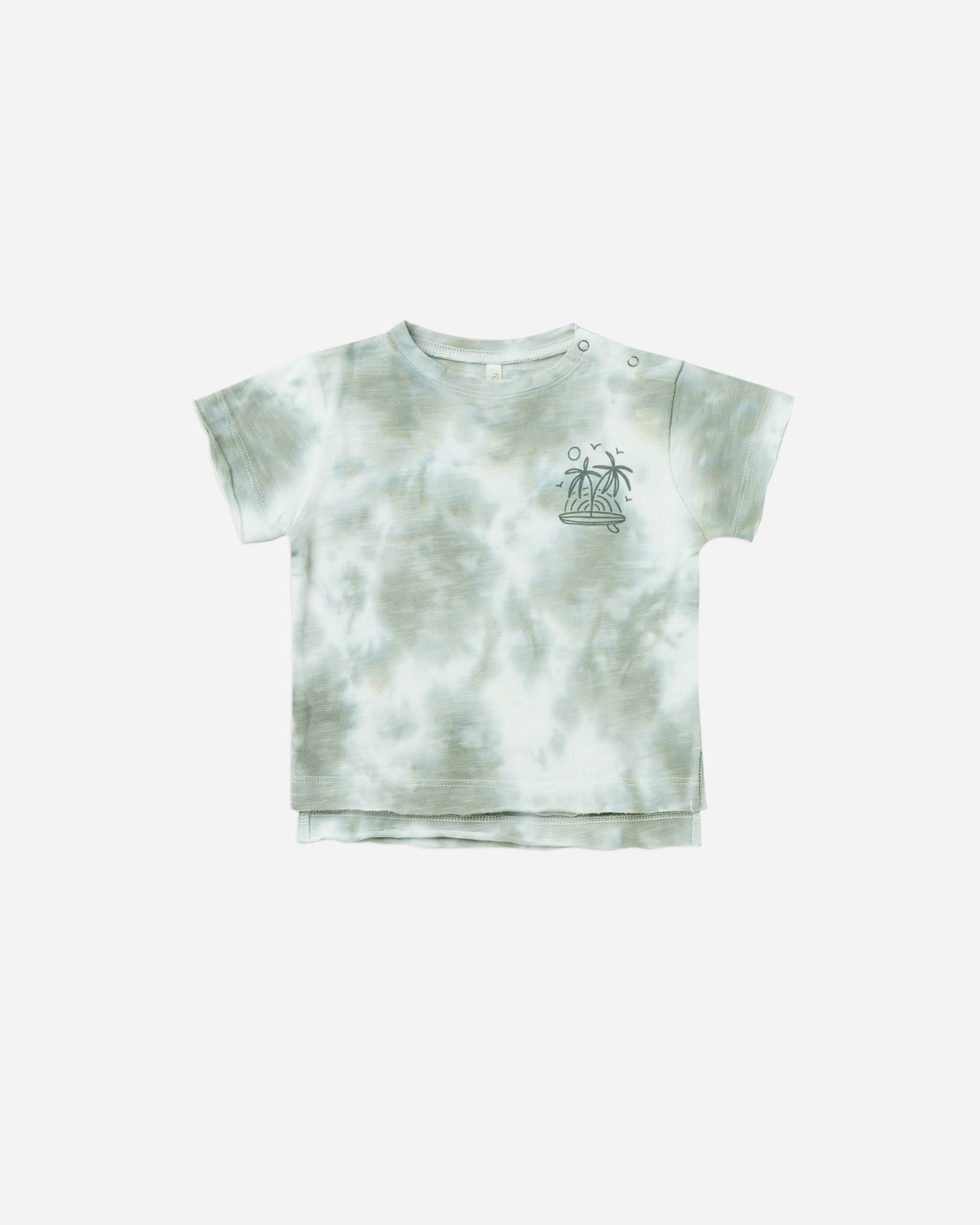 raw edge tee | aqua tie dye | Rylee + Cru