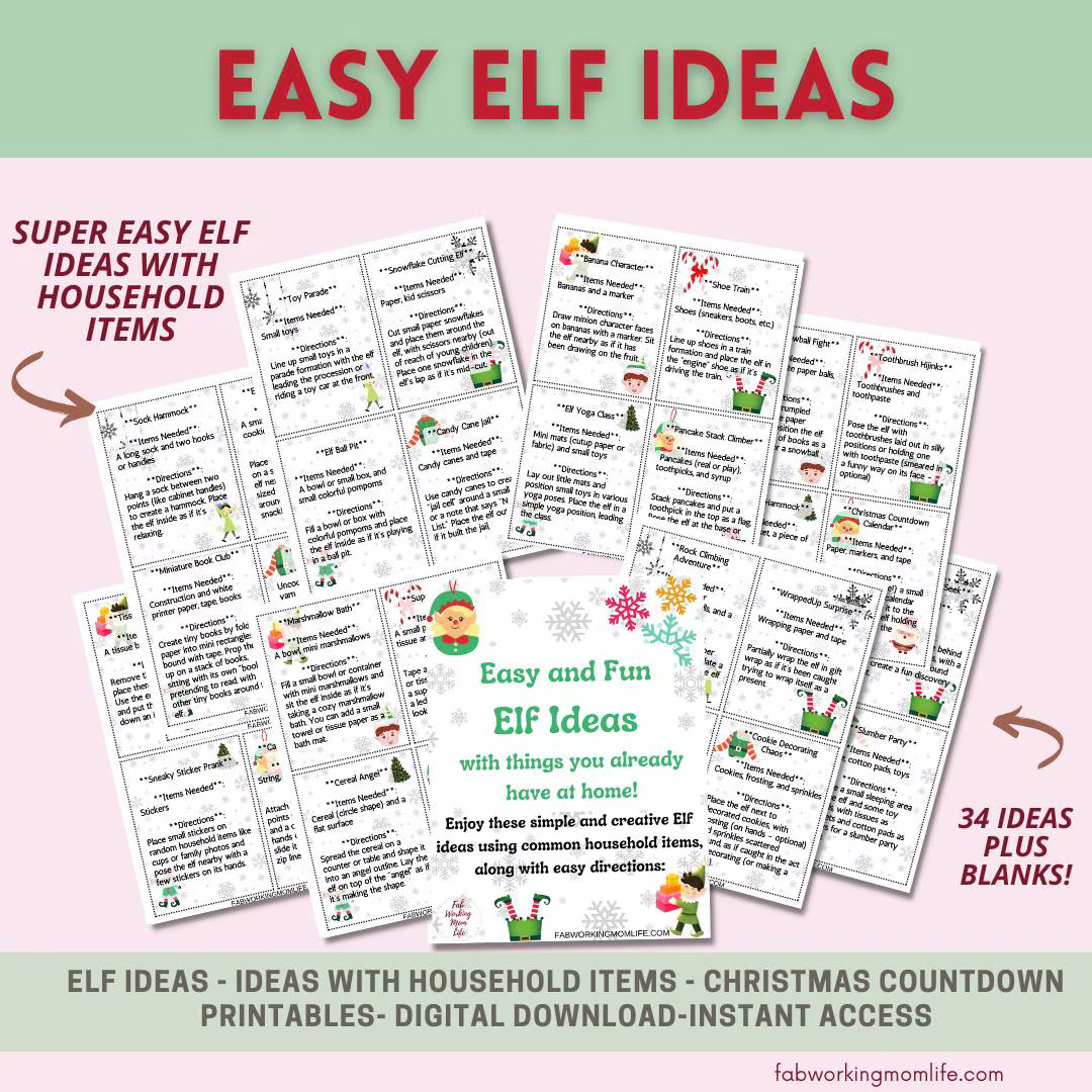 Easy Elf Ideas printable Elf Kit downloadable Elf Props Kit christmas Elf Activities Kit elf Arri... | Etsy (US)