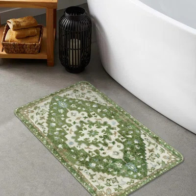 Non-Slip Bathroom Rug Oriental Soft Machine Washable Bathroom Mat Cute Aesthetic Floral Bath Mats For Bathroom Decor For Sink Tub Door Mat, 18X25 Inch | Wayfair North America
