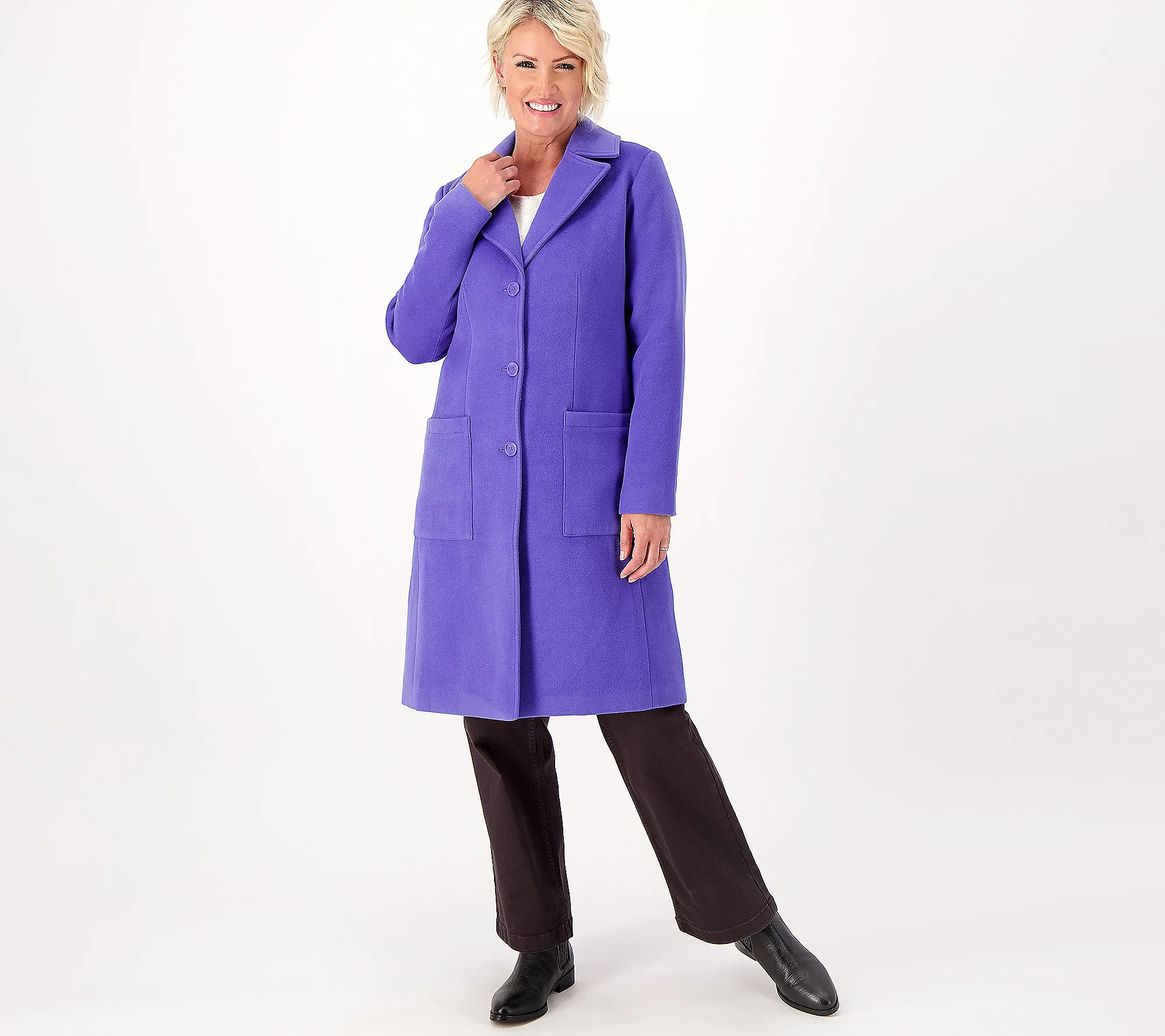 As Is Candace Cameron Bure Petite ButtonFrontTailored Coat | QVC