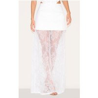 Ivory Overlay Detail Lace Maxi Skirt | PrettyLittleThing US