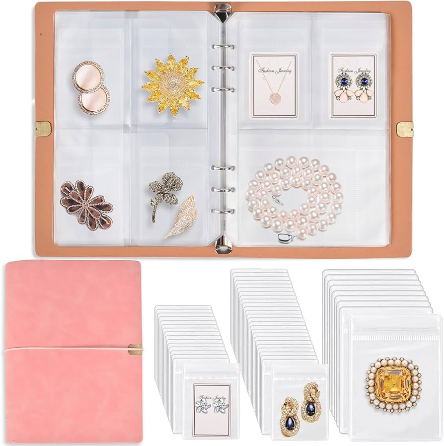 ChezMax Jewelry Organizer, Jewelry Storage Book with Pockets, Foldable Earrings Travel Album, PU ... | Amazon (US)