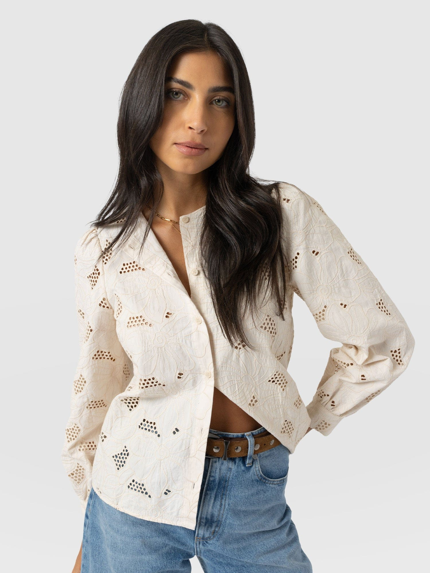 Tabitha Blouse - Cream Floral | Saint + Sofia