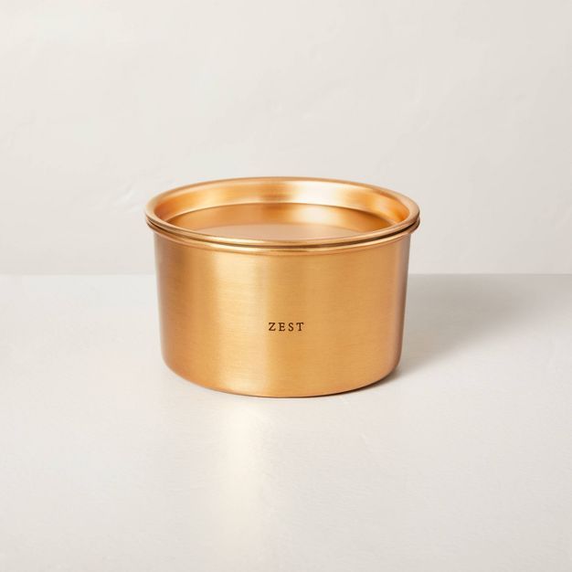 20oz Zest Lidded Metal Multi-Wick Candle Brass Finish - Hearth & Hand™ with Magnolia | Target