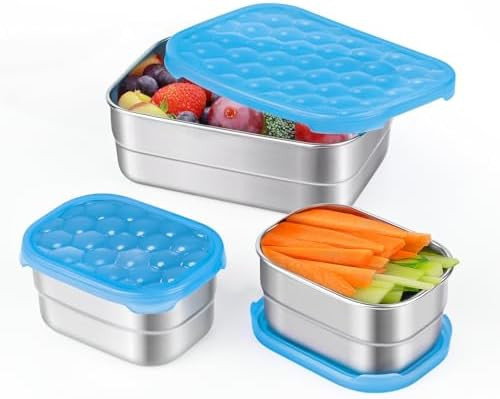 Small Stainless Steel Lunch Containers for Kids | Leak Proof Snack Containers with 100% Pure Sili... | Amazon (US)