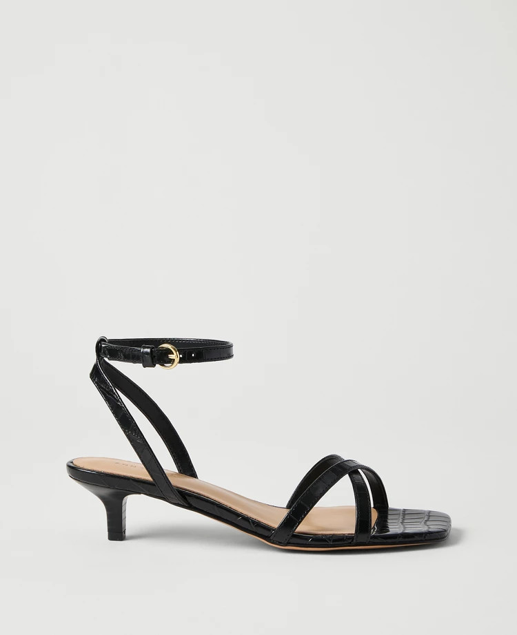 Croco Crossover Heel Sandal | Ann Taylor